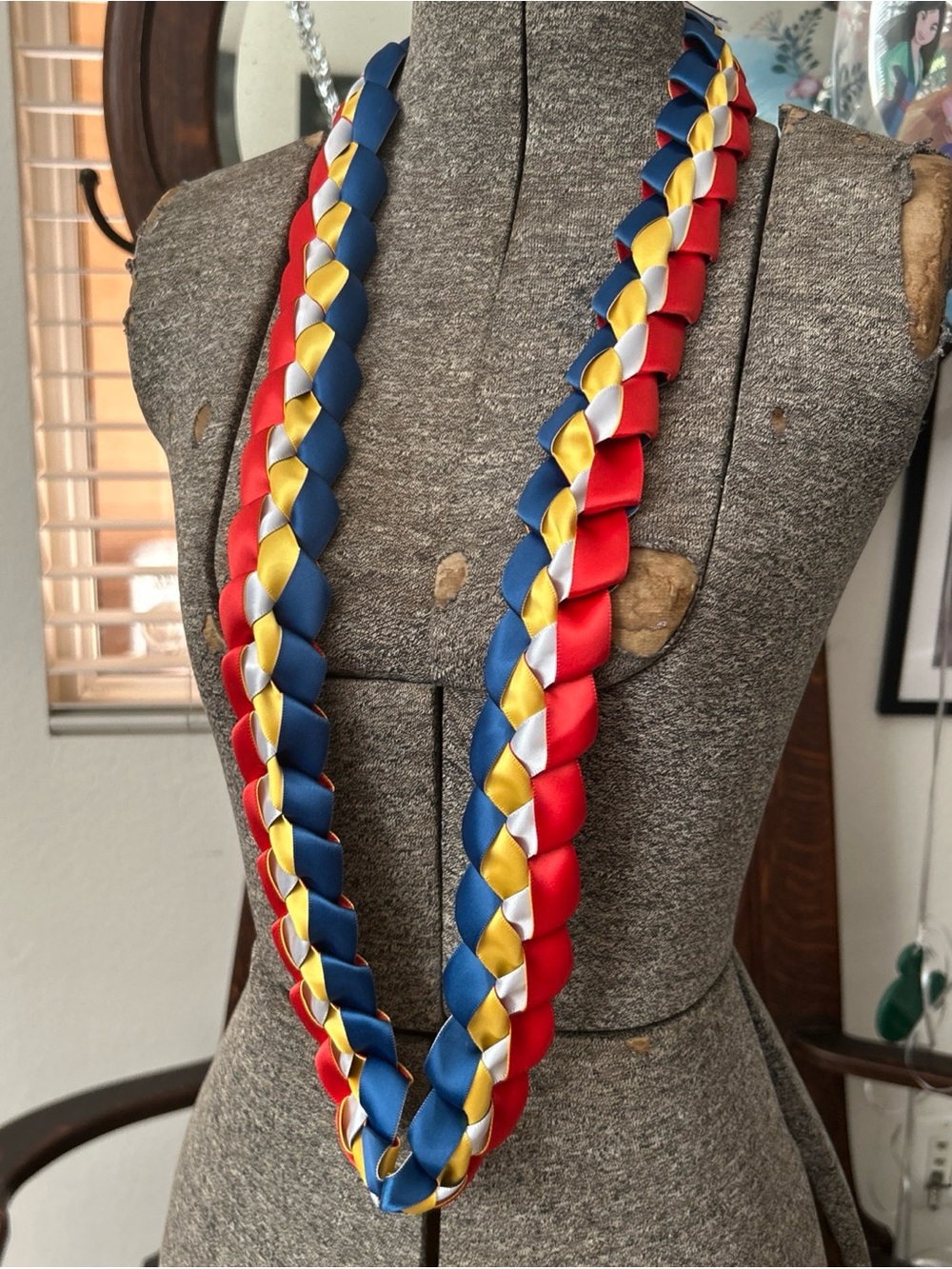Filipino Graduation Lei Red Yellow Blue Braids Philippines Pinoy